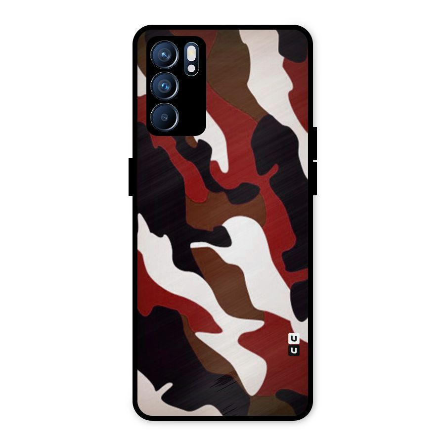 Leapord Pattern Metal Back Case for Oppo Reno6 5G