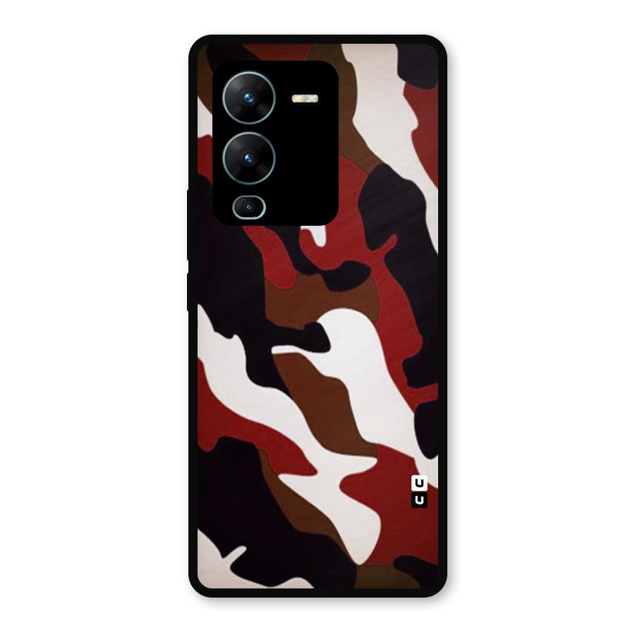 Leapord Pattern Metal Back Case for Vivo V25 Pro