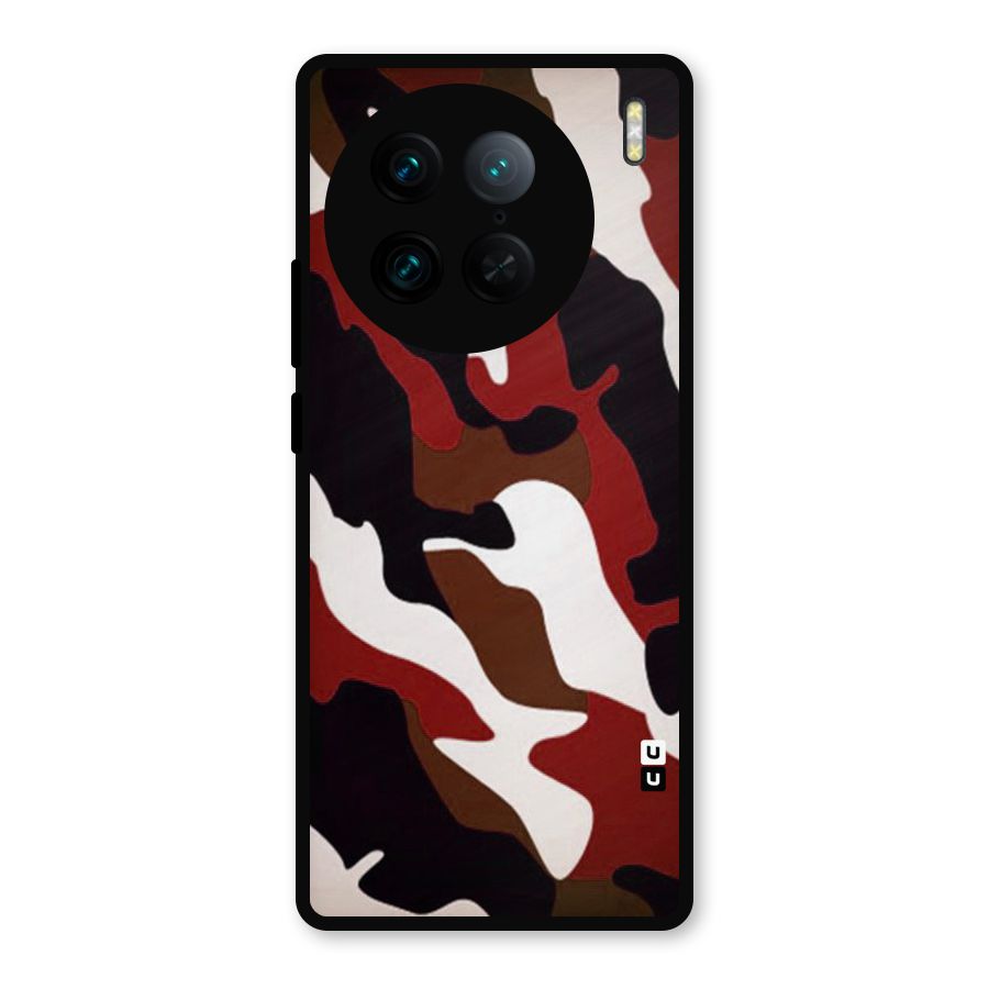 Leapord Pattern Metal Back Case for Vivo X90 Pro