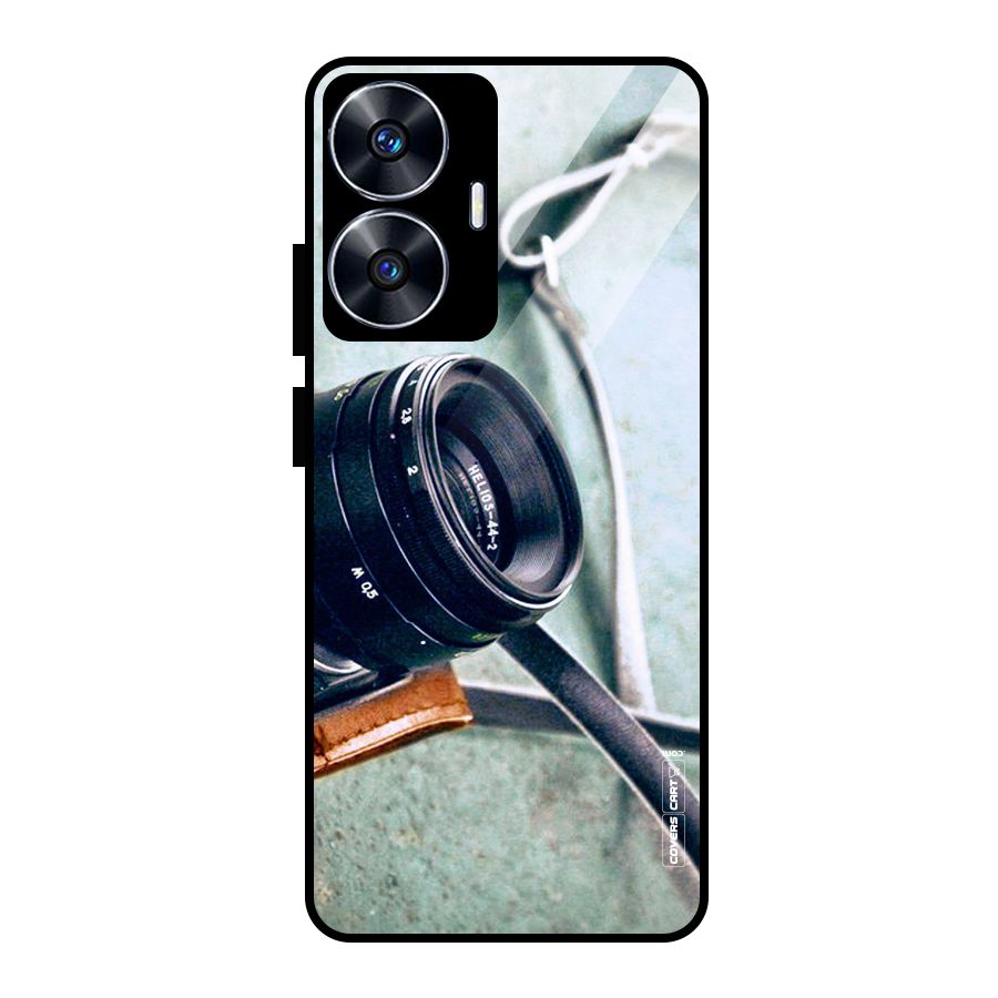 Leather Camera Lens Glass Back Case for Realme Narzo N55