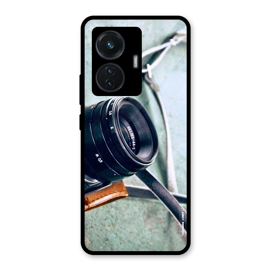 Leather Camera Lens Glass Back Case for Vivo T1 44W