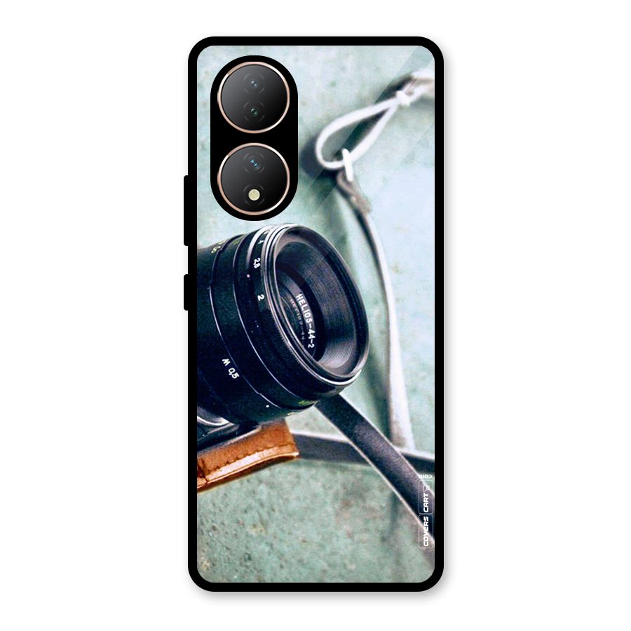Leather Camera Lens Glass Back Case for Vivo Y100A