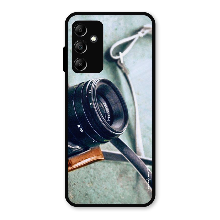 Leather Camera Lens Metal Back Case for Galaxy A14 5G