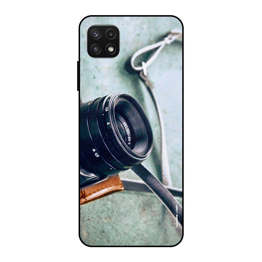 Leather Camera Lens Metal Back Case for Galaxy A22 5G