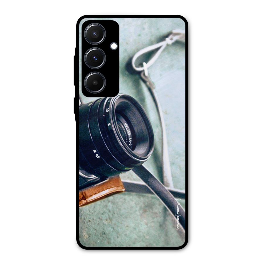 Leather Camera Lens Metal Back Case for Galaxy A55