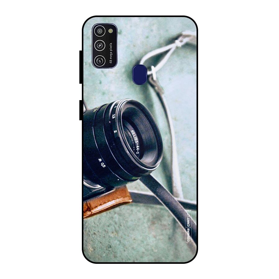 Leather Camera Lens Metal Back Case for Galaxy M21