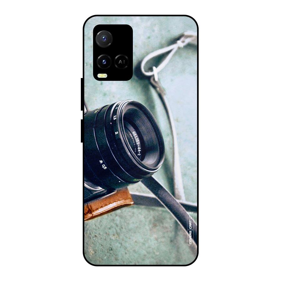 Leather Camera Lens Metal Back Case for Vivo Y21