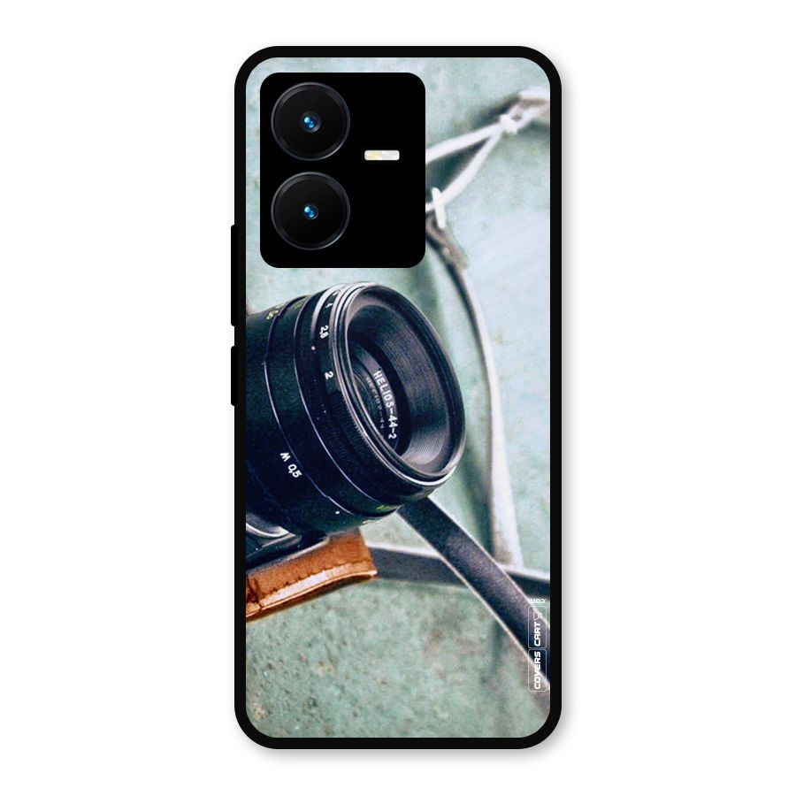 Leather Camera Lens Metal Back Case for Vivo Y22s