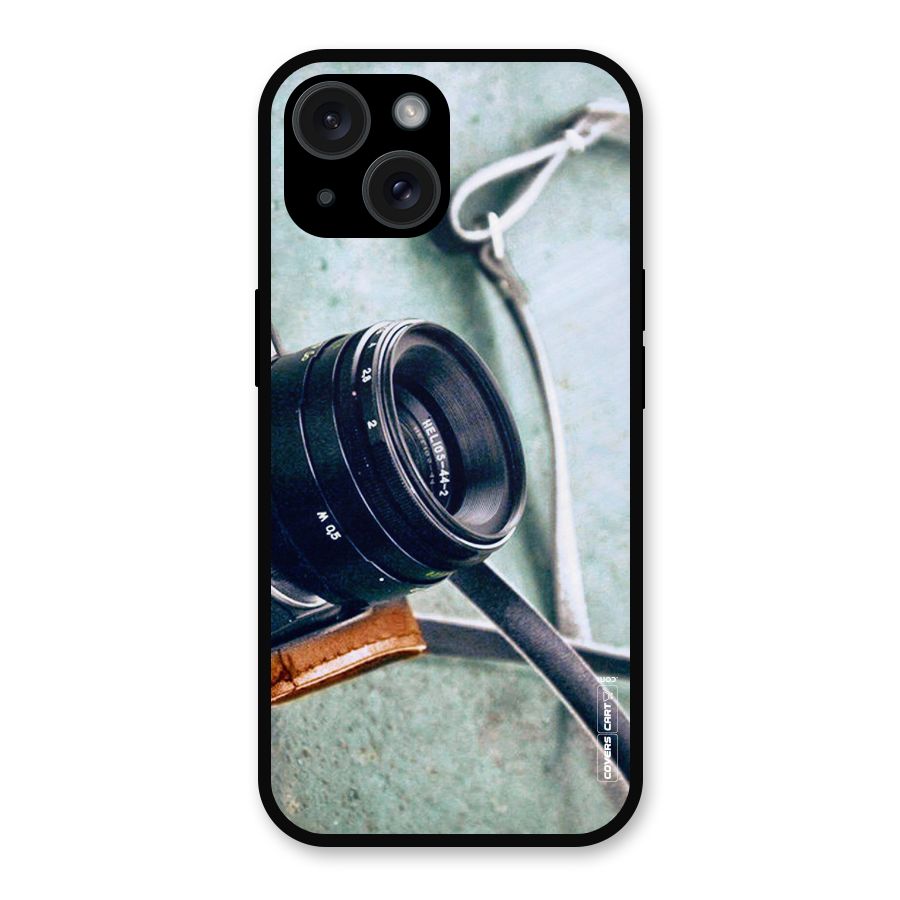 Leather Camera Lens Metal Back Case for iPhone 15
