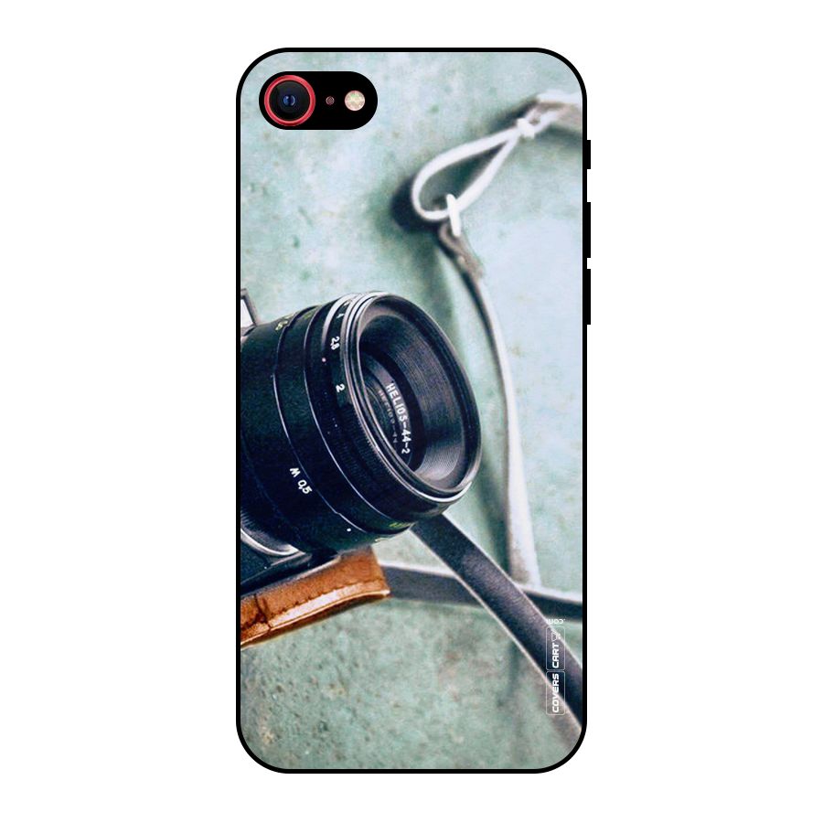 Leather Camera Lens Metal Back Case for iPhone 8
