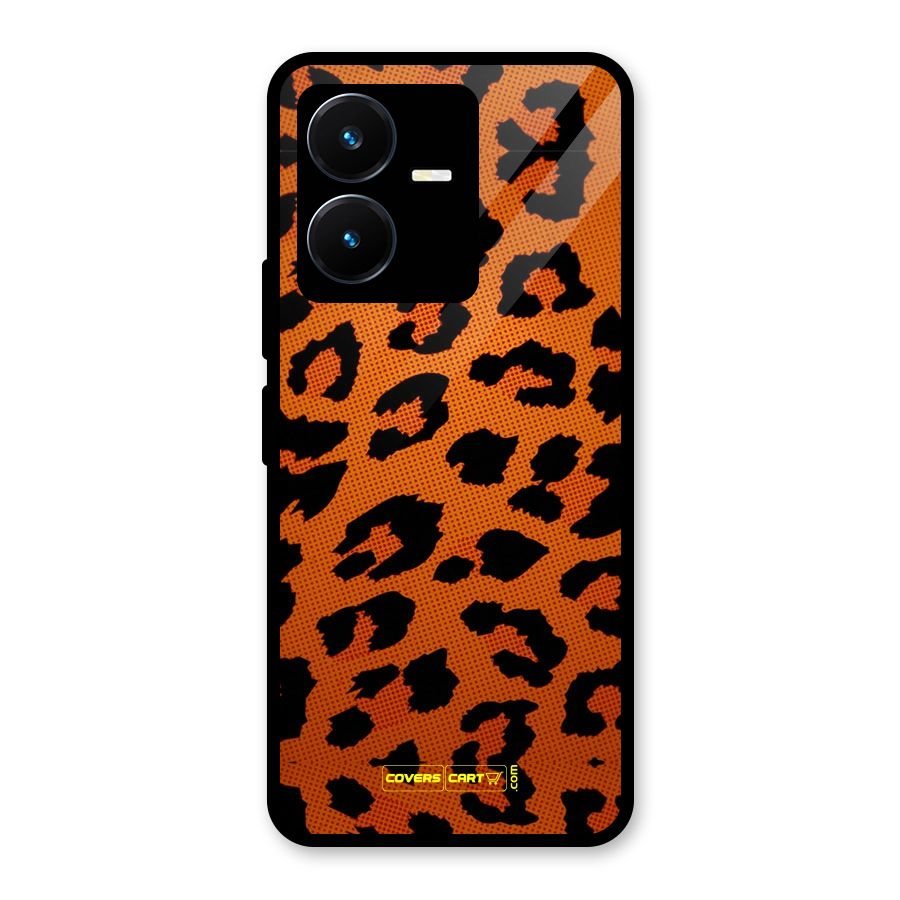 Leopard Glass Back Case for Vivo Y22s