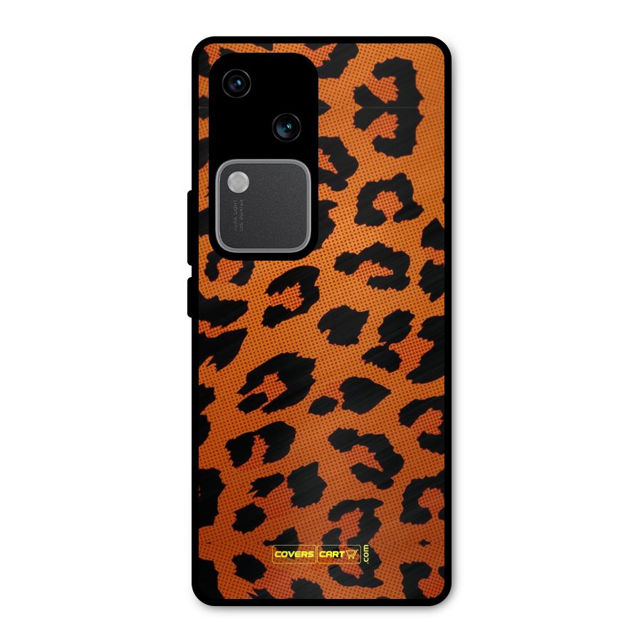 Leopard Metal Back Case for Vivo V30