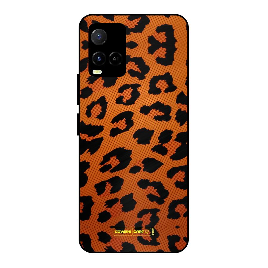 Leopard Metal Back Case for Vivo Y21G