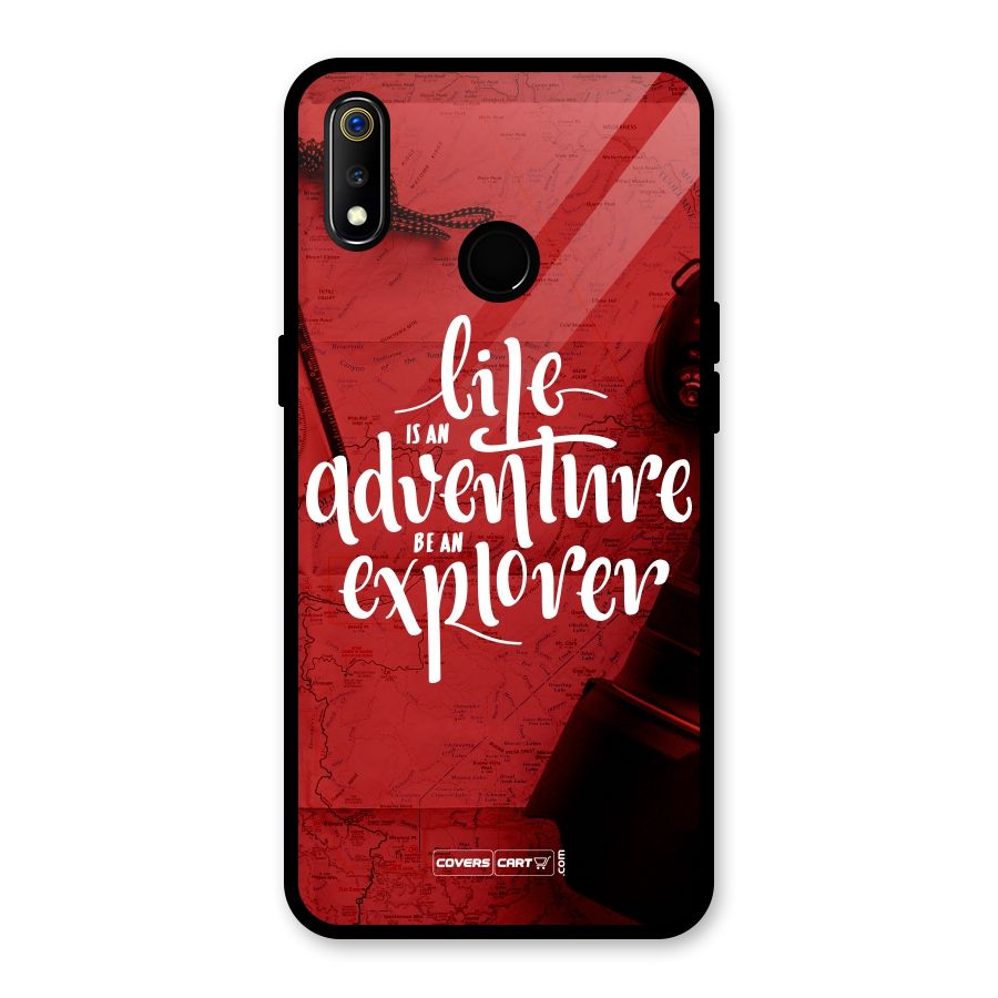 Life Adventure Explorer Glass Back Case for Realme 3