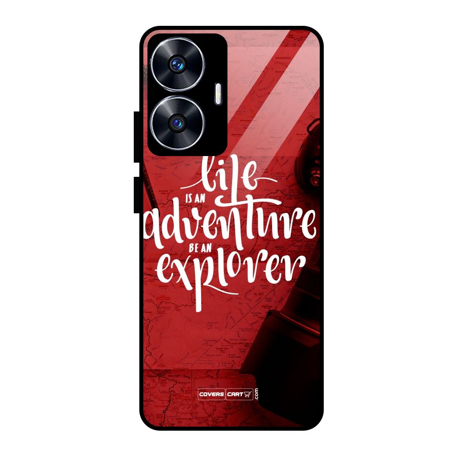 Life Adventure Explorer Glass Back Case for Realme Narzo N55