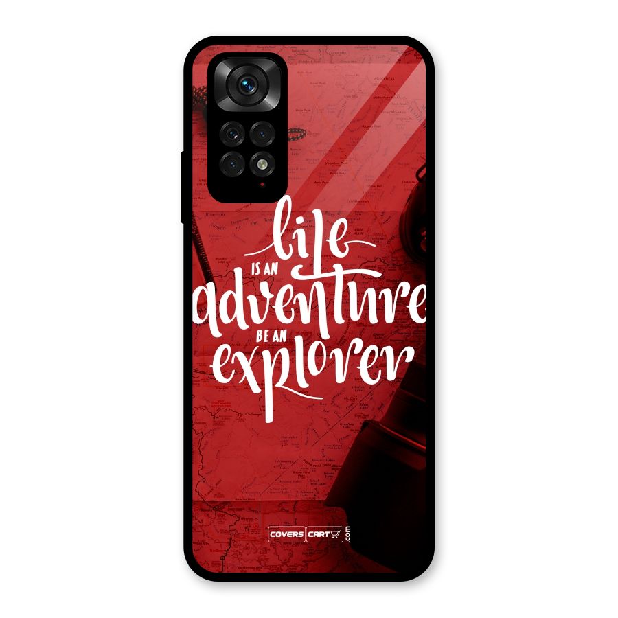 Life Adventure Explorer Glass Back Case for Redmi Note 11S