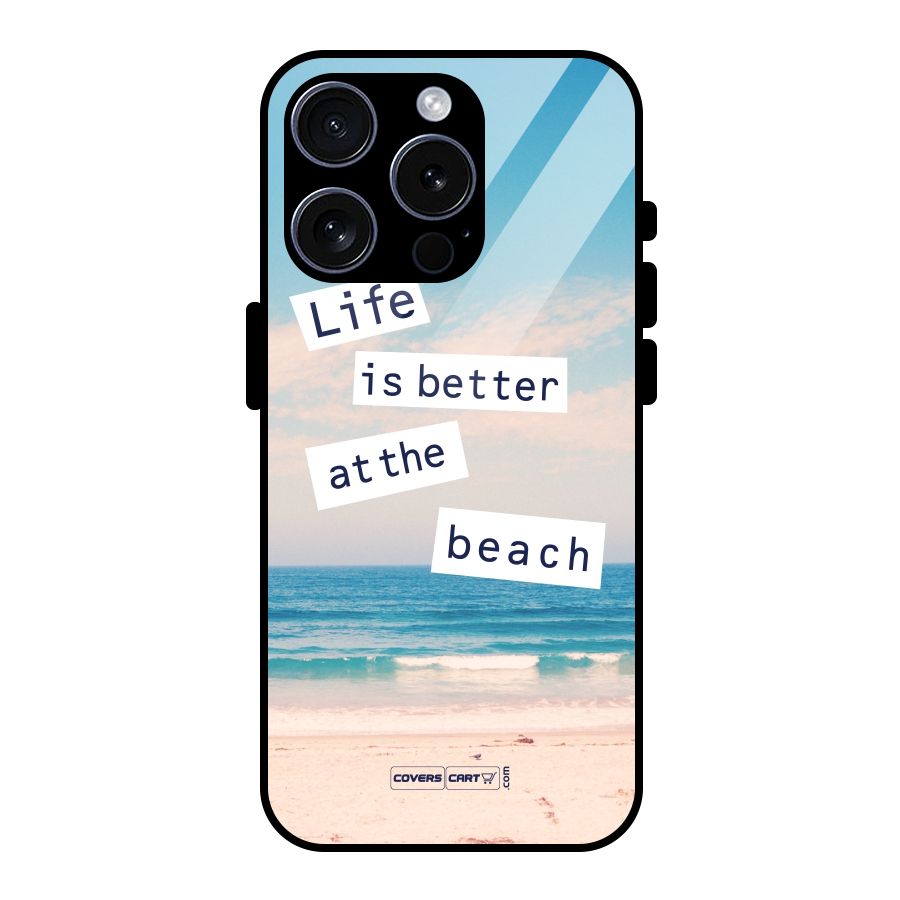 Life is better at the Beach Glass Back Case for iPhone 15 Pro