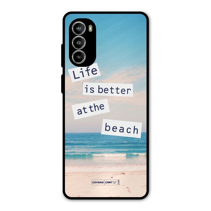 Life is better at the Beach Metal Back Case for Moto G52