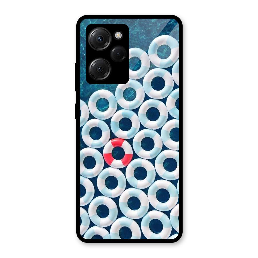 Light Blue Allure Glass Back Case for Poco X5 Pro