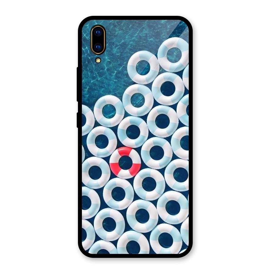 Light Blue Allure Glass Back Case for Vivo V11 Pro