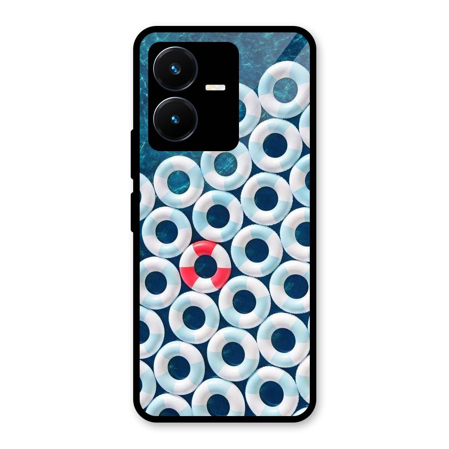 Light Blue Allure Glass Back Case for Vivo Y22s