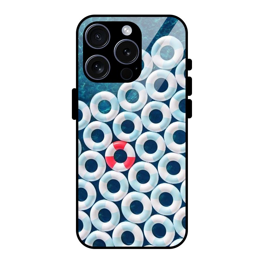 Light Blue Allure Glass Back Case for iPhone 15 Pro