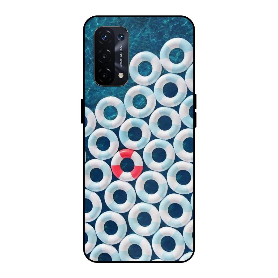 Light Blue Allure Metal Back Case for Oppo A74 5G