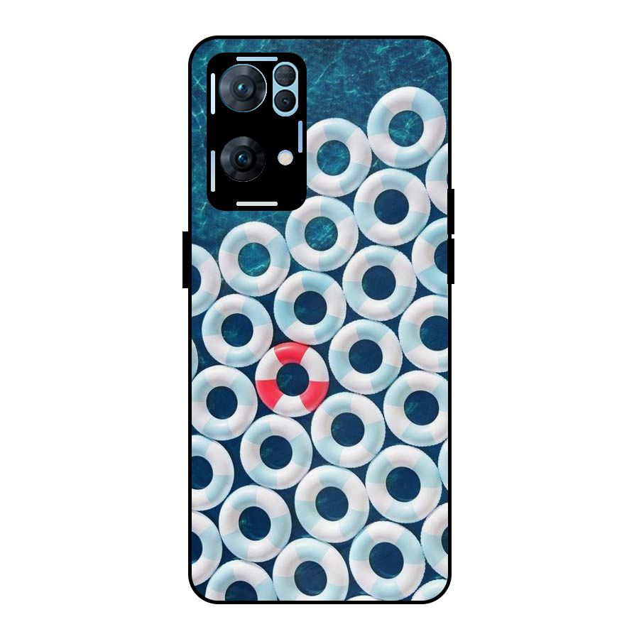 Light Blue Allure Metal Back Case for Oppo Reno7 Pro 5G