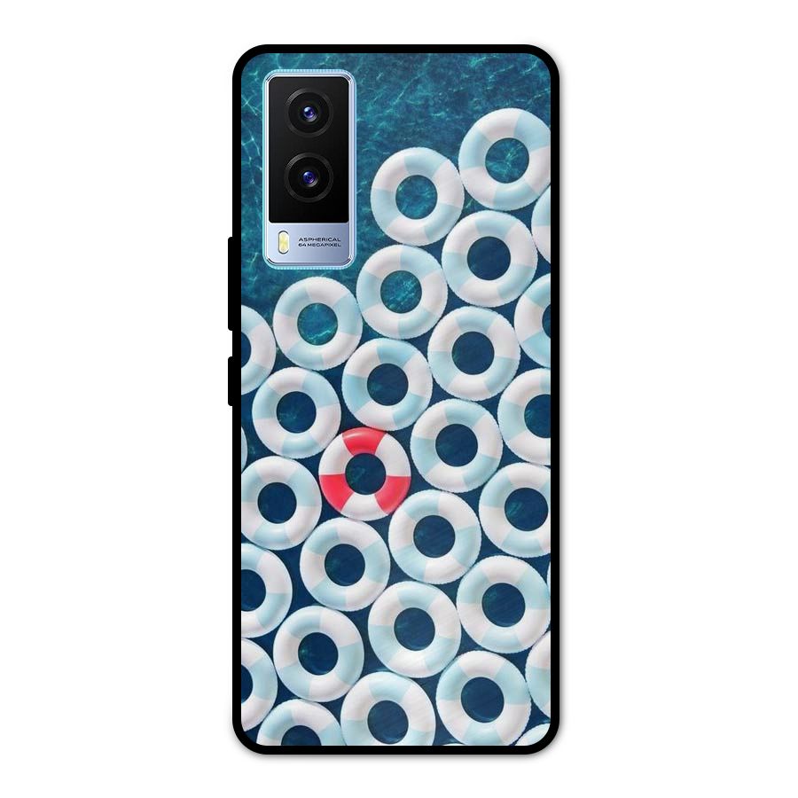 Light Blue Allure Metal Back Case for Vivo V21e 5G