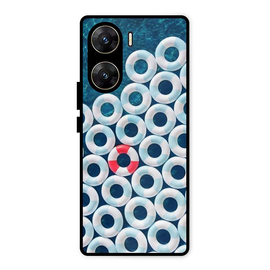 Light Blue Allure Metal Back Case for Vivo V29e