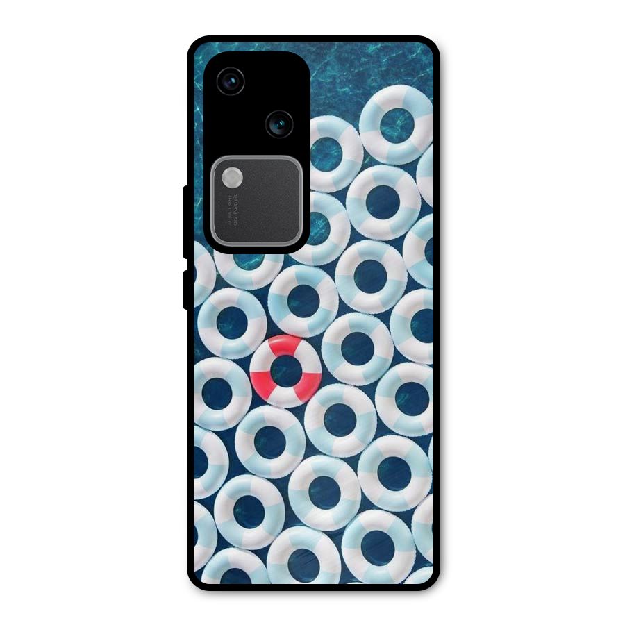 Light Blue Allure Metal Back Case for Vivo V30 Pro