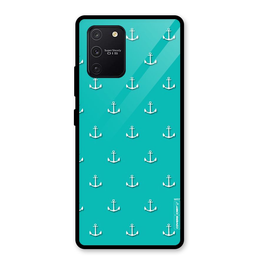 Light Blue Anchor Glass Back Case for Galaxy S10 Lite
