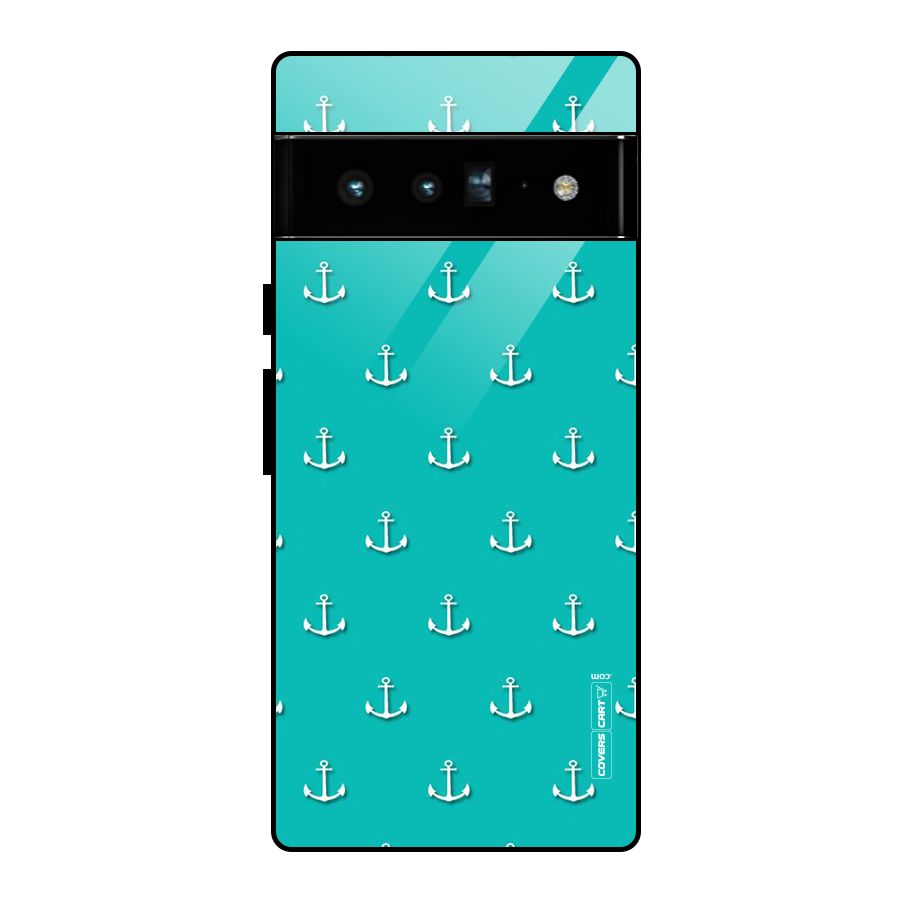 Light Blue Anchor Glass Back Case for Google Pixel 6 Pro