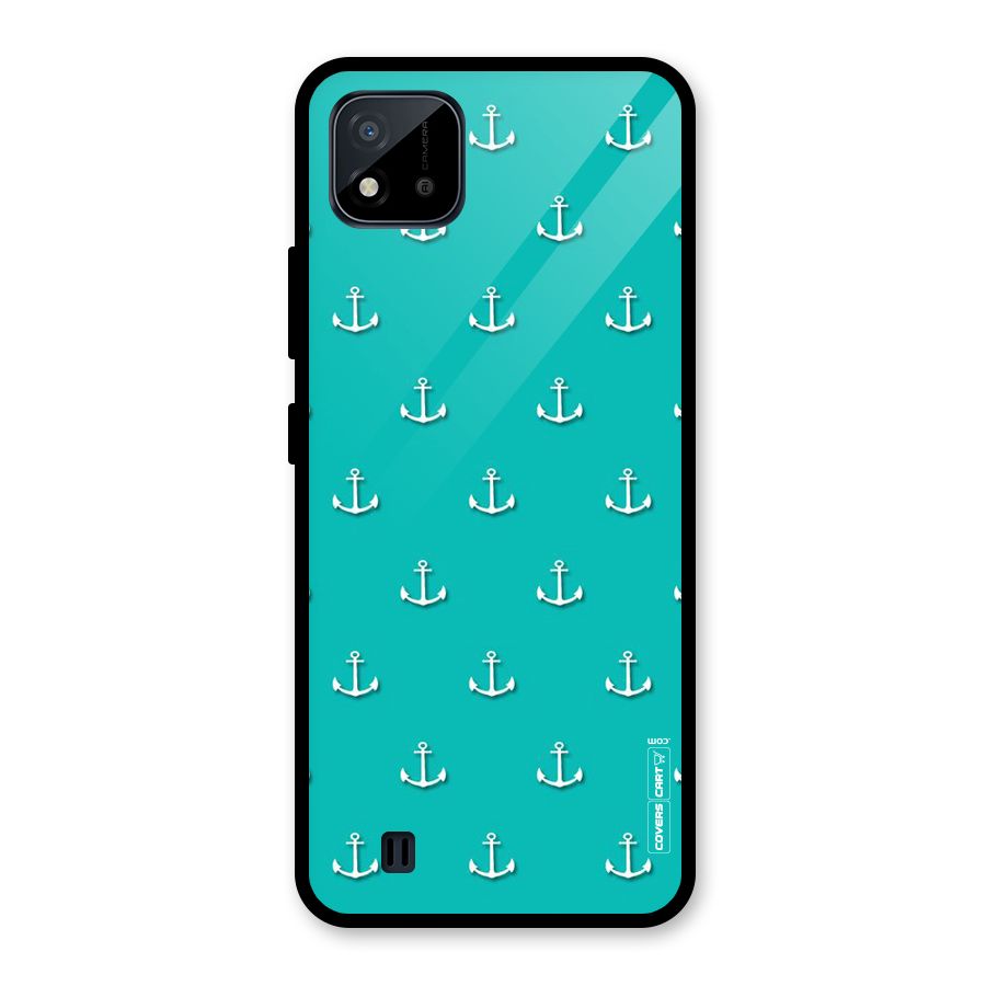 Light Blue Anchor Glass Back Case for Realme C11 2021