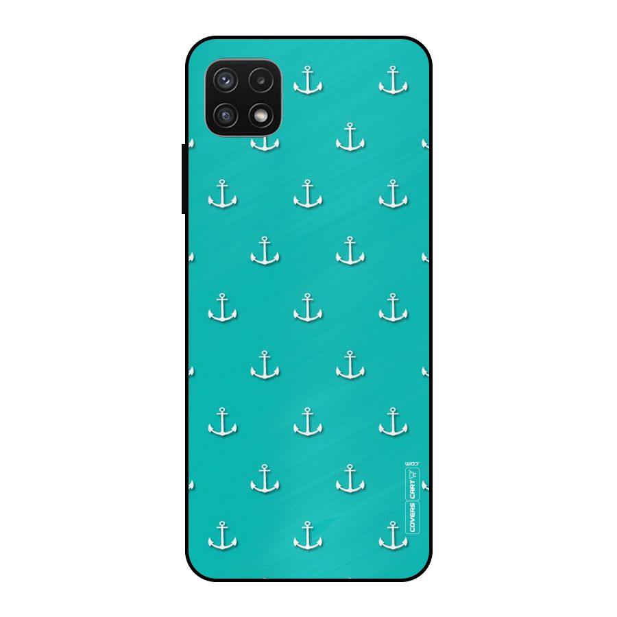 Light Blue Anchor Metal Back Case for Galaxy A22 5G