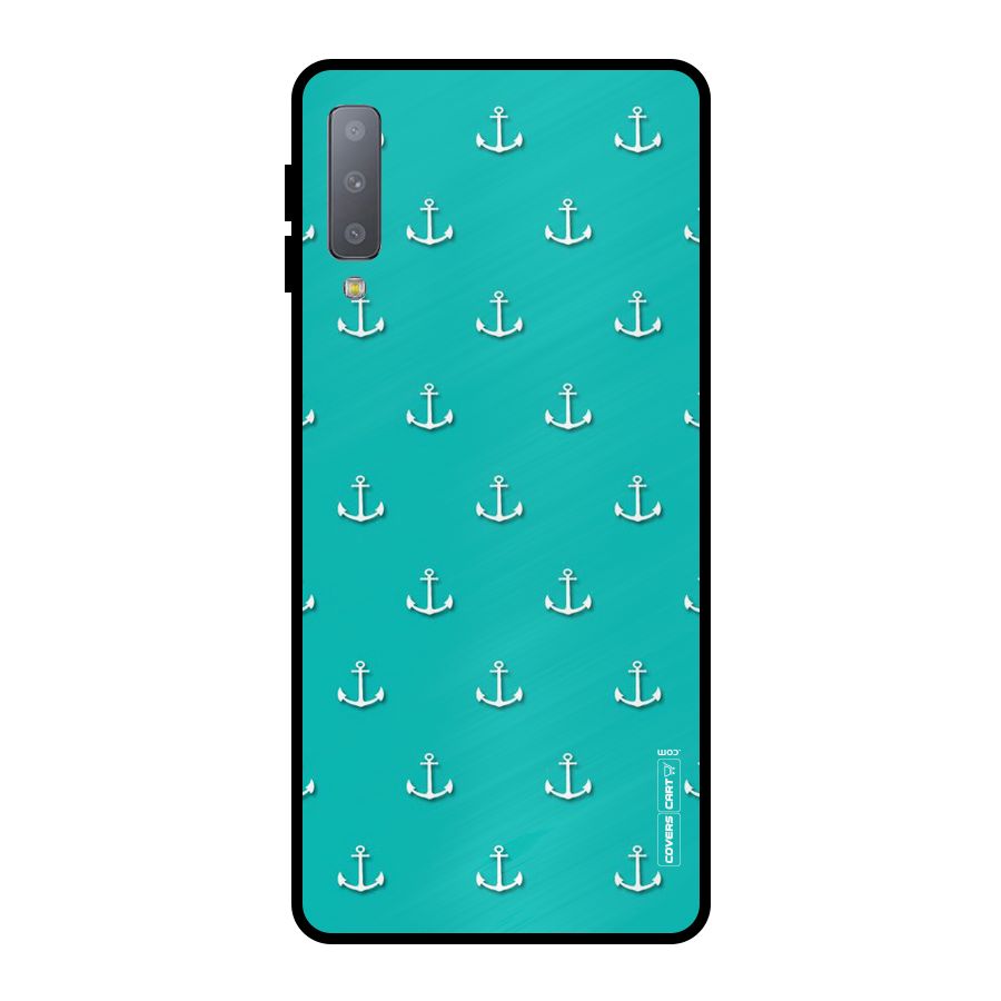 Light Blue Anchor Metal Back Case for Galaxy A7 (2018)