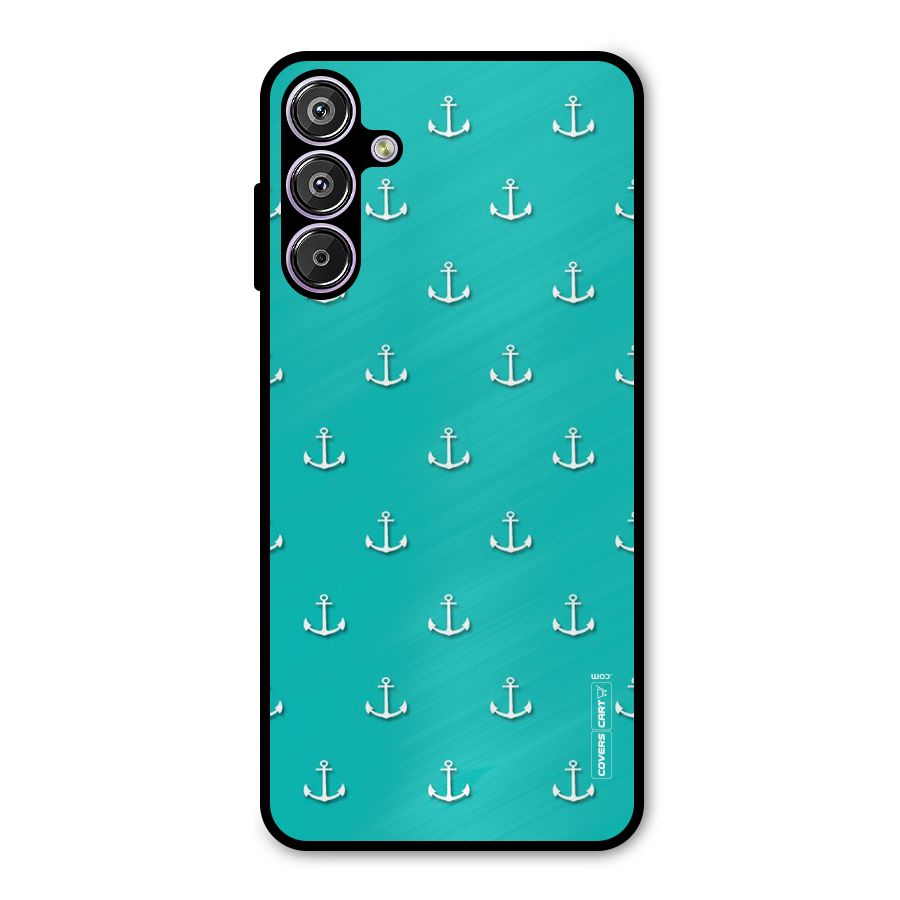 Light Blue Anchor Metal Back Case for Galaxy M15