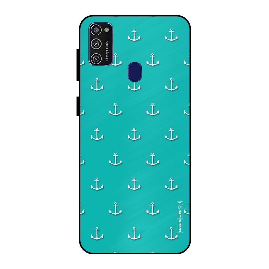 Light Blue Anchor Metal Back Case for Galaxy M30s