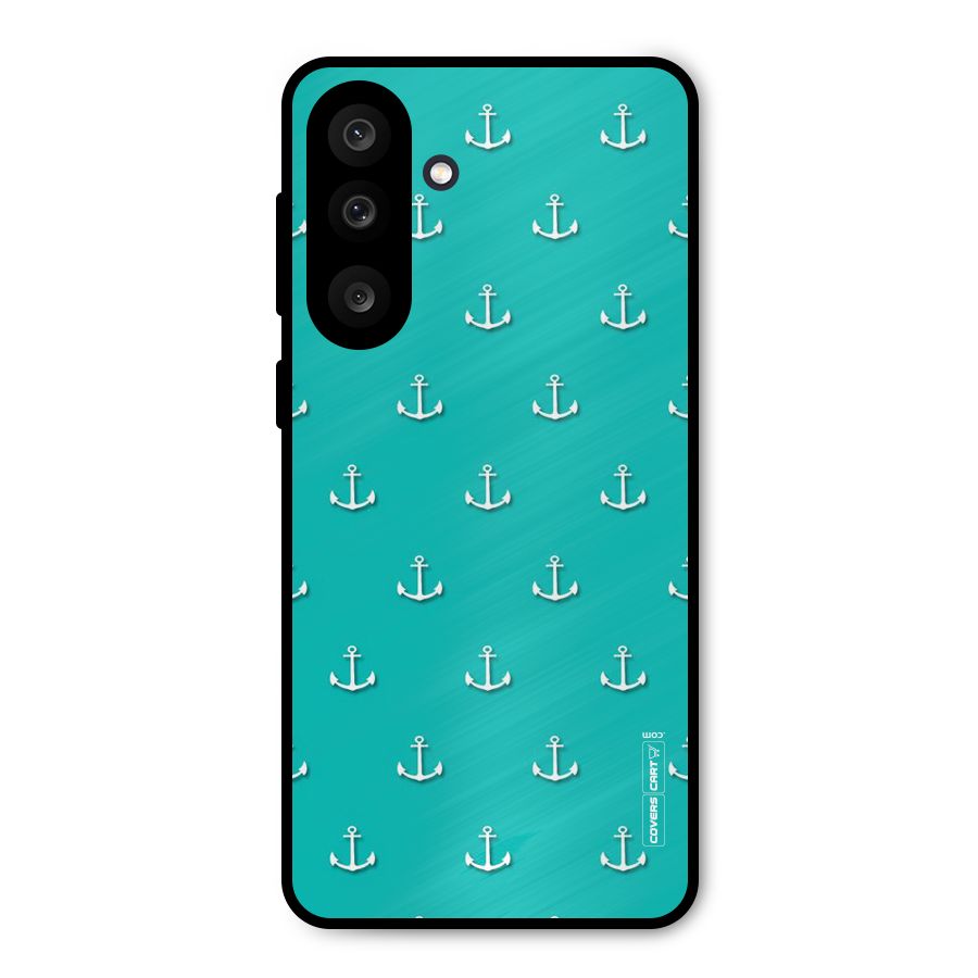 Light Blue Anchor Metal Back Case for Galaxy M56