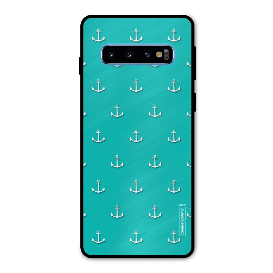 Light Blue Anchor Metal Back Case for Galaxy S10