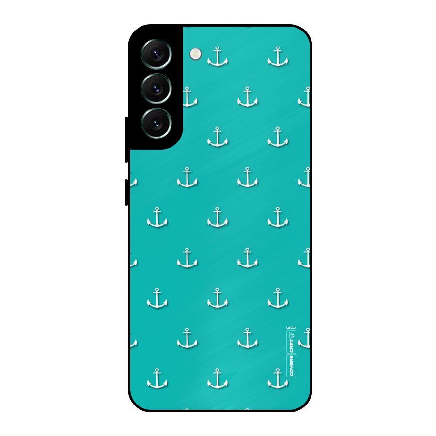 Light Blue Anchor Metal Back Case for Galaxy S22 Plus 5G