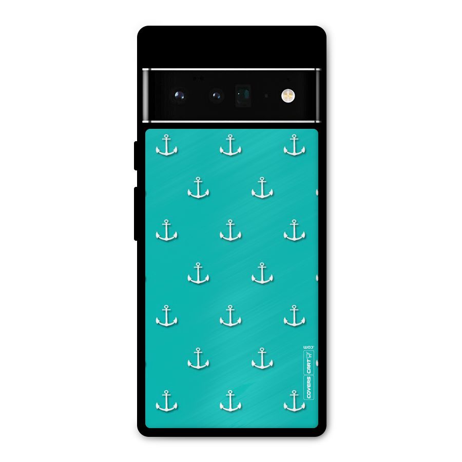 Light Blue Anchor Metal Back Case for Google Pixel 6 Pro