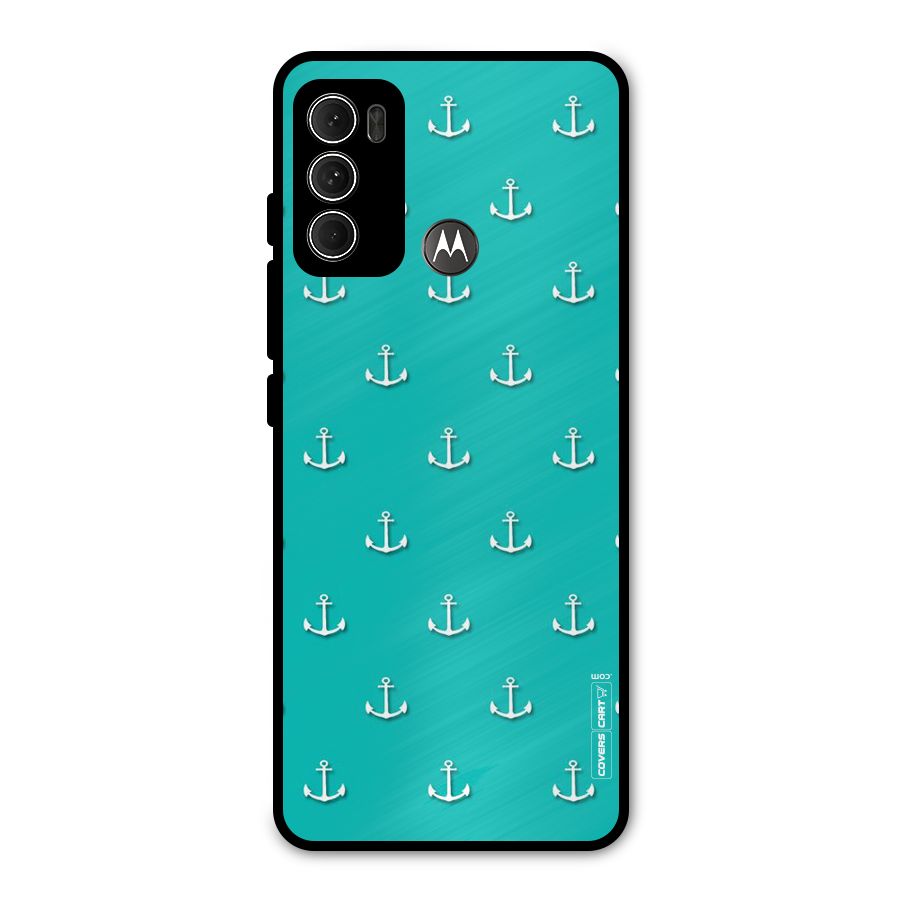 Light Blue Anchor Metal Back Case for Moto G60