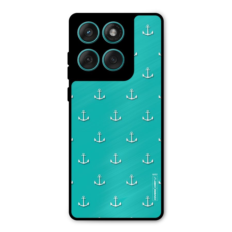 Light Blue Anchor Metal Back Case for Motorola Edge 60 Fusion