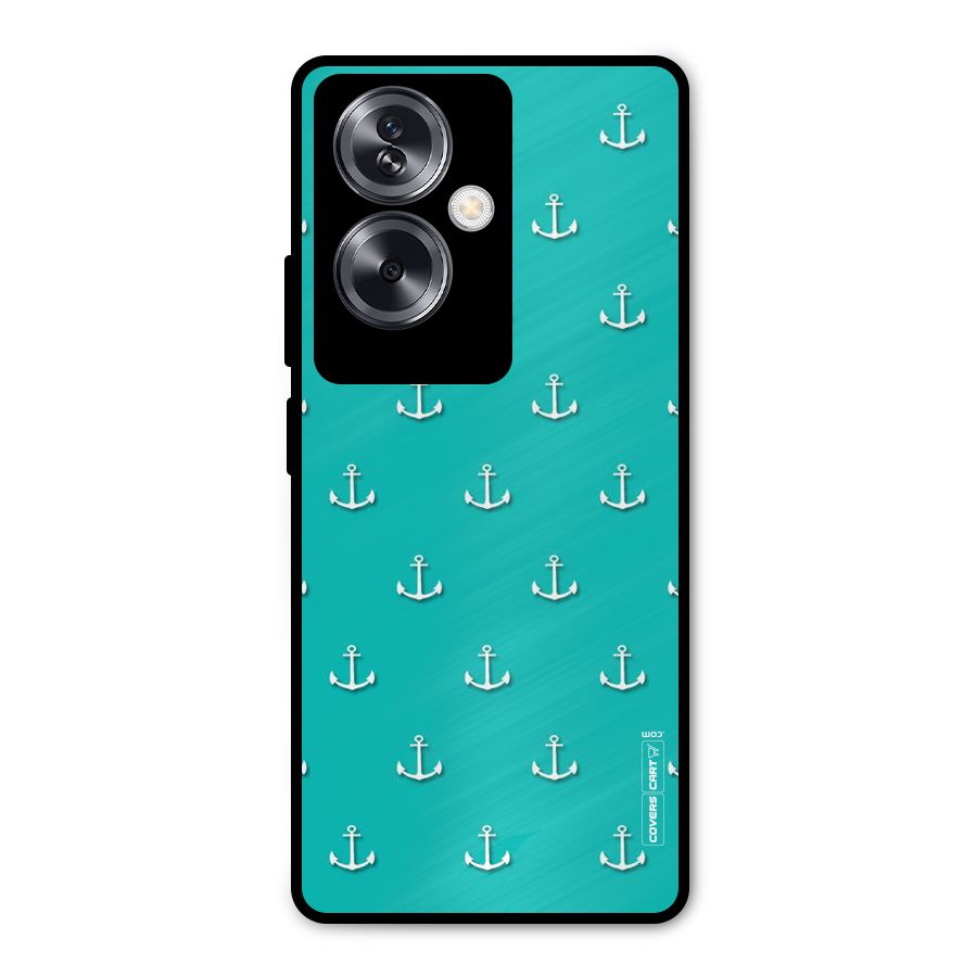 Light Blue Anchor Metal Back Case for Oppo A79 5G