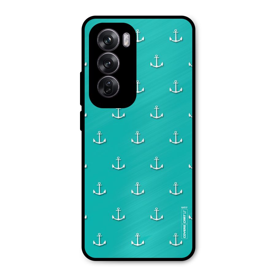 Light Blue Anchor Metal Back Case for Oppo Reno12 Pro