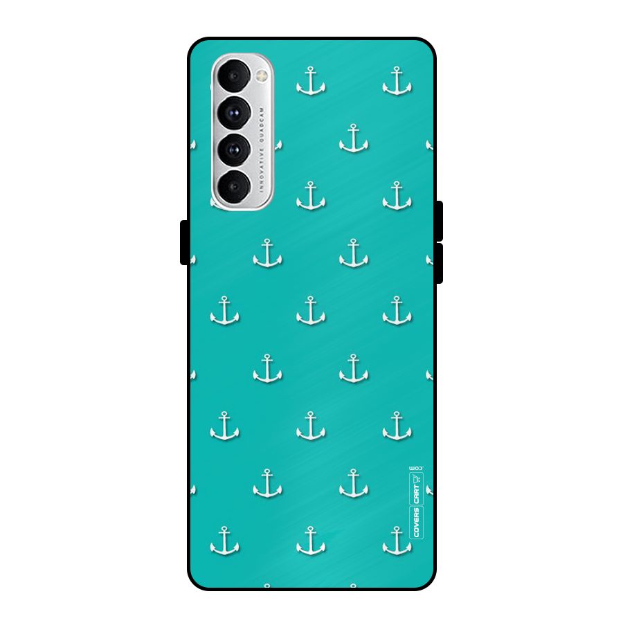 Light Blue Anchor Metal Back Case for Oppo Reno4 Pro