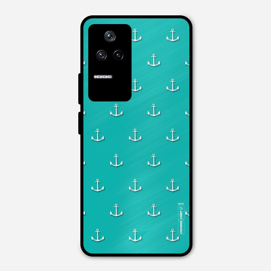 Light Blue Anchor Metal Back Case for Poco F4 5G
