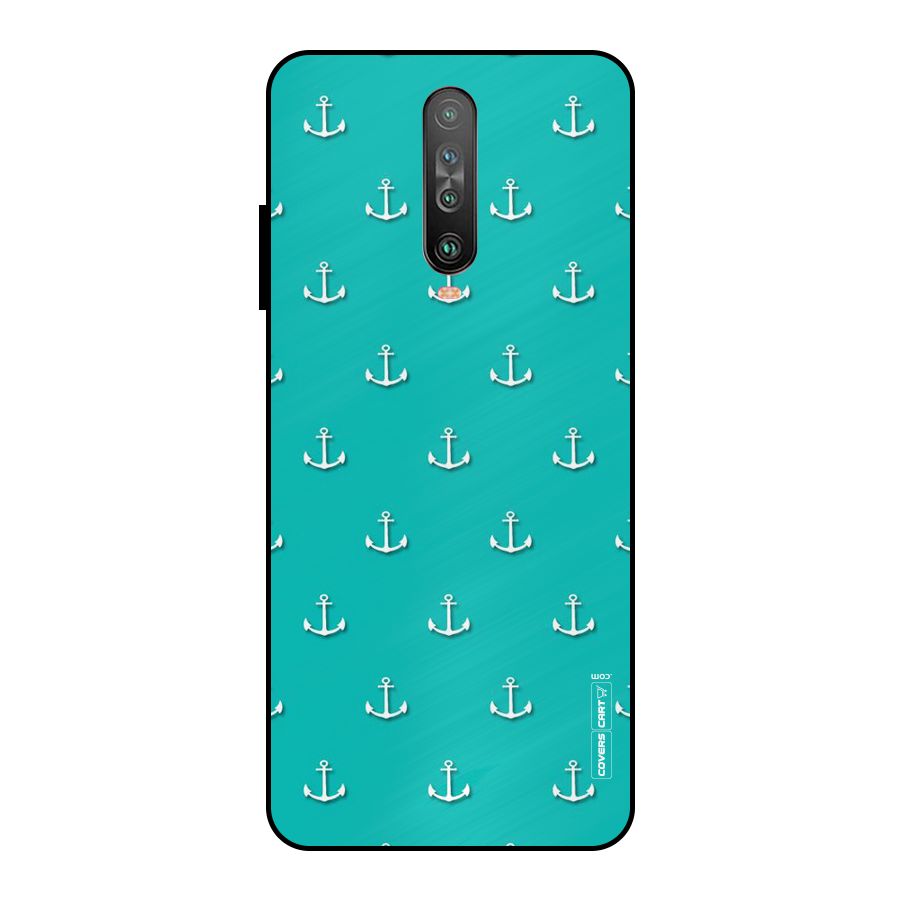 Light Blue Anchor Metal Back Case for Poco X2