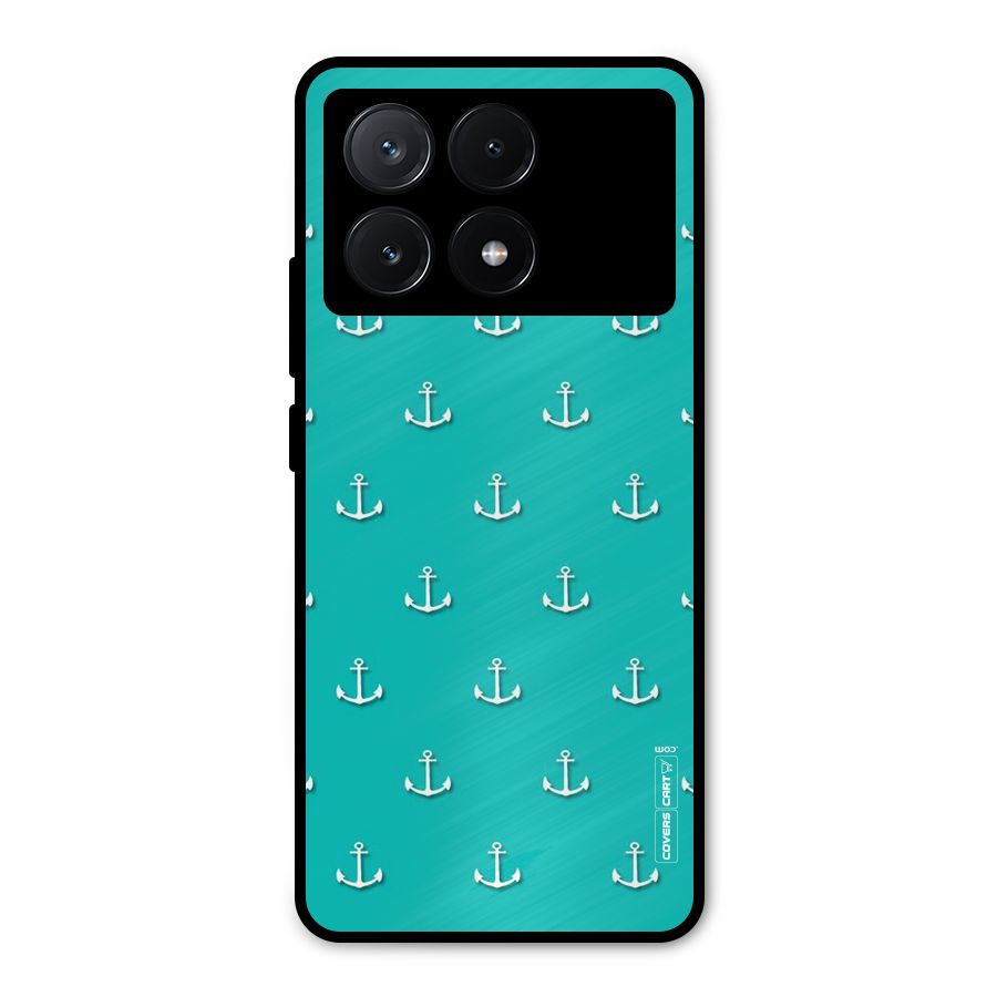 Light Blue Anchor Metal Back Case for Poco X6 Pro